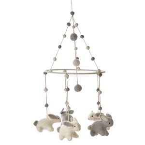 Charming Gray and Cream Bunny Mobile